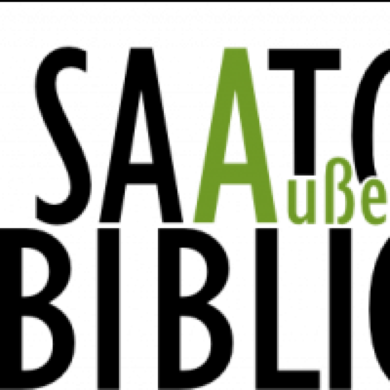 Logo Saatgutbibliothek: Schriftzug Saatgut in Großbuchstaben mit grünem "a" und in schwarzen Großbuchstaben darunter Bibliothek. Rechts vom Schriftzug ein grüne Pflänzchen mit fünf Blättern.