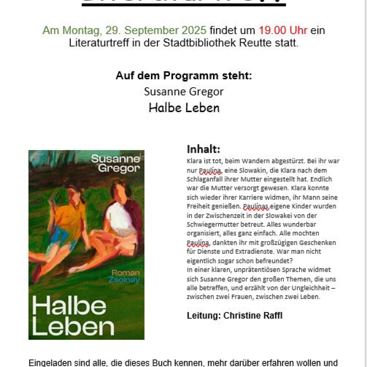 Einladung zum Literaturtreff